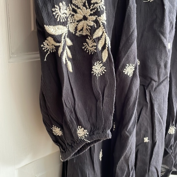 Free People Sweet Tennessee Black Cream Embroidered Swing Lightweight Dress - Picture 5 of 7